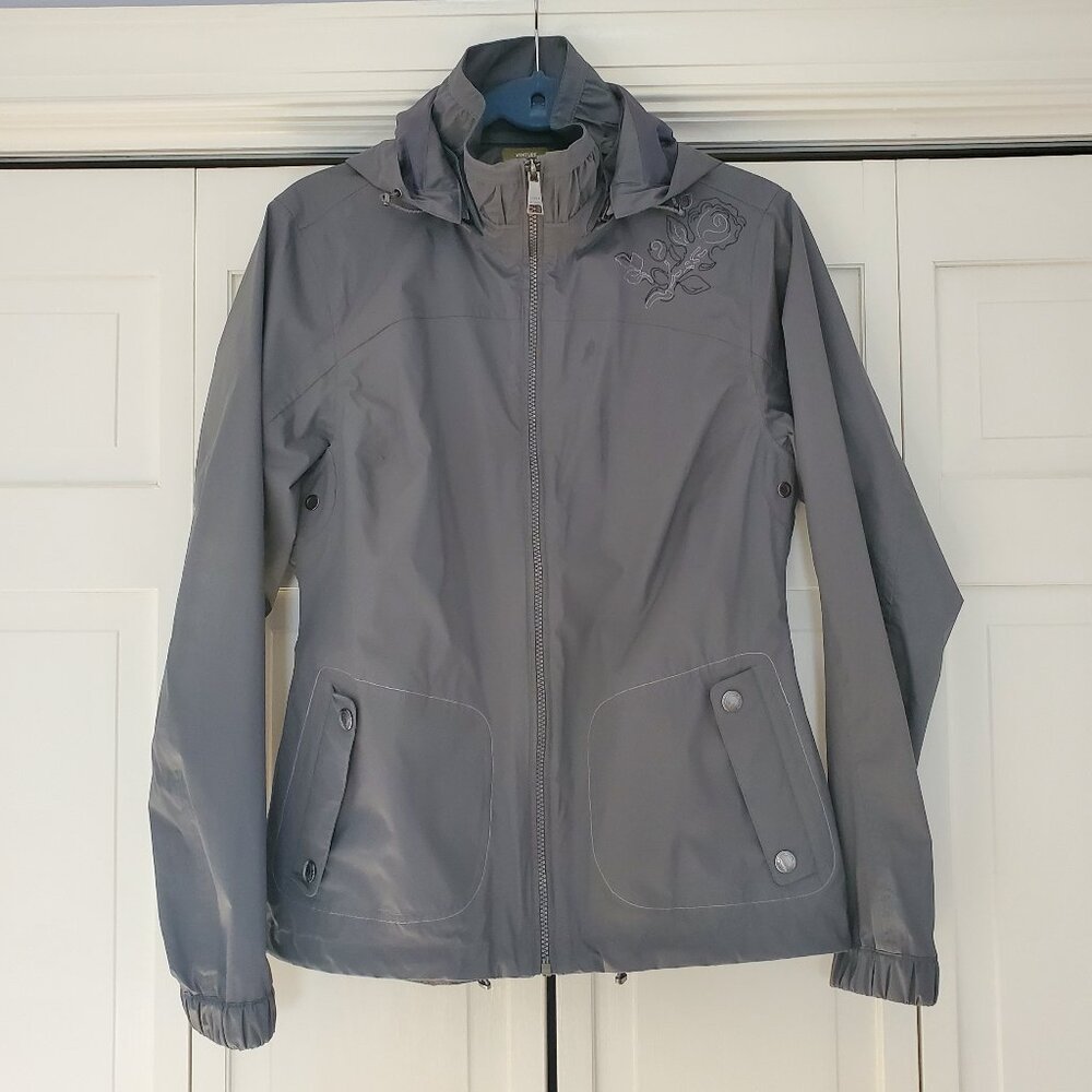 Sierra Designs Rain Jacket/Windbreaker Gray with Embroidery Detail Medium